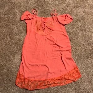 off the shoulder salmon summer dress